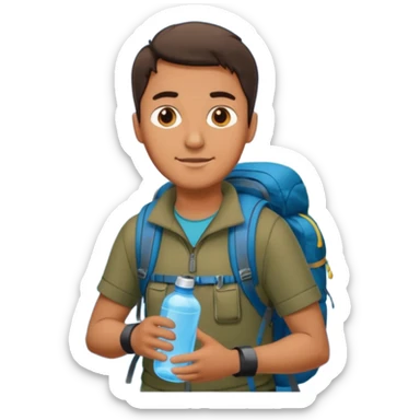 memoji face iphone: men, a solo hiker with carrying a few items and make it face only sticker