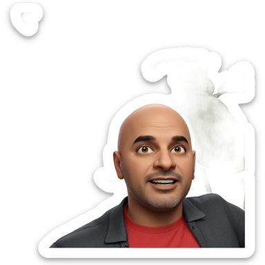 bald man in red shirt sticker