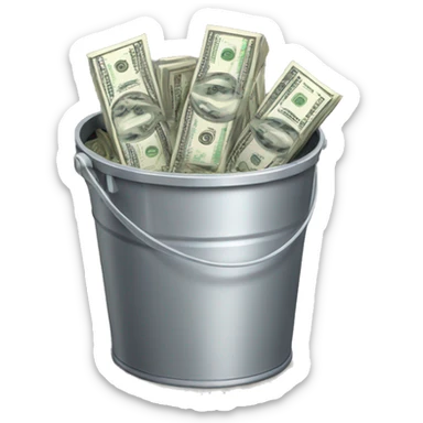 Bucket filled with money sticker