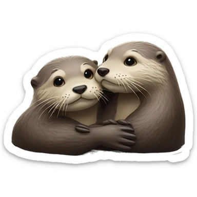 Two otters lie on the water hugging and holding hands sticker