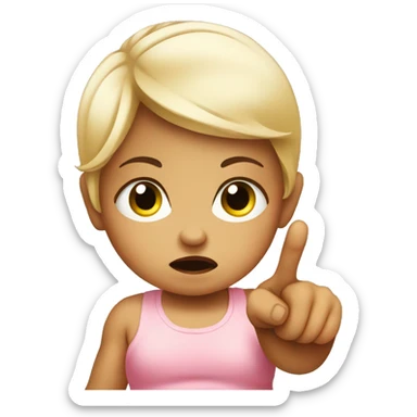 angry baby girl pointing with hand sticker