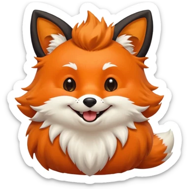 Floofy the Creampuff fox blackish away laughing, chubby. Black paws orange color sticker