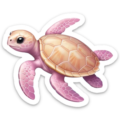 adorable light pink baby sea turtle swimming in water sticker