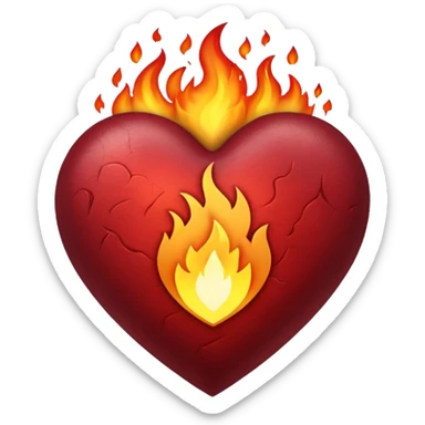 burgundy fire heart emoji sticker
