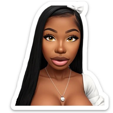 dark-skinned girl with stuffed toy sticker