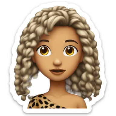 Ragazza capelli scuri con leopardo sticker