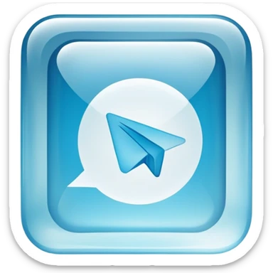 Telegram logo on a transparent glass square rounded block sticker