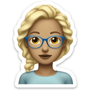 Blonde girl with blue highlights with light skin and glasses sleeping sticker