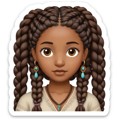 black girl with boho braids sticker