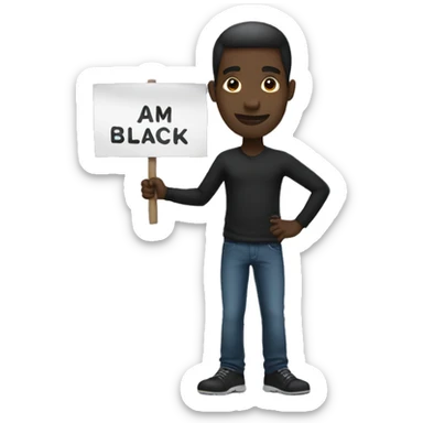 Black man holding a sign saying i am black sticker