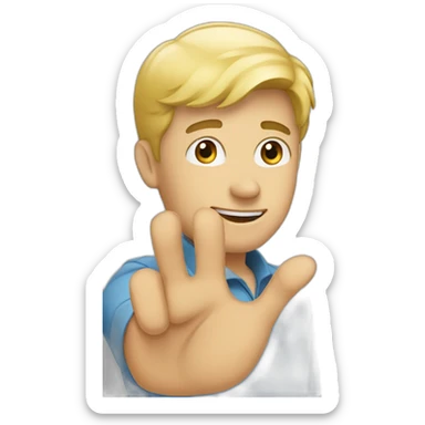 a blonde guy greeting with a hand sticker