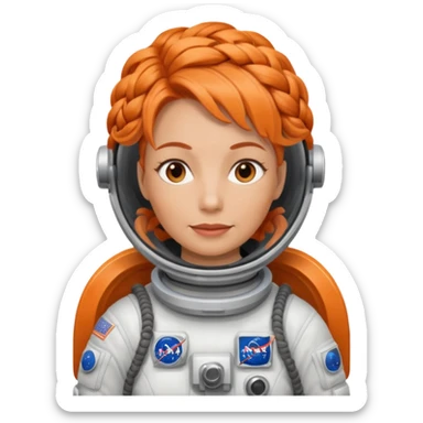 Astronauts, Middle-age, female, orange braided hair sticker
