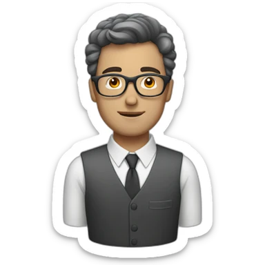 white guy with grey spectacles and dark hairs sticker