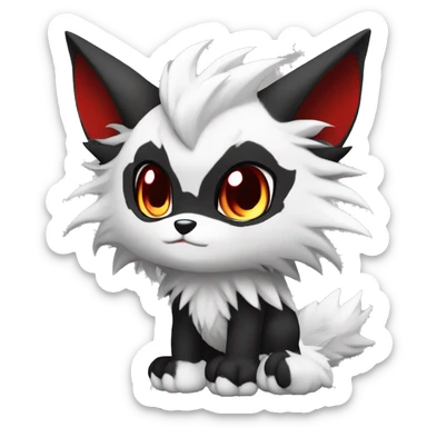 Anthro-Edgy-Cool-Dark-Black-White-Red-Contrast-Colors-Fantasy-Fur-Sona-Chibi-Shiny-Fakémon-Hybrid full body sticker