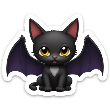 Black-Vampire-Batty-Cat-Fakémon-Cat With Bat-wings as ears  sticker