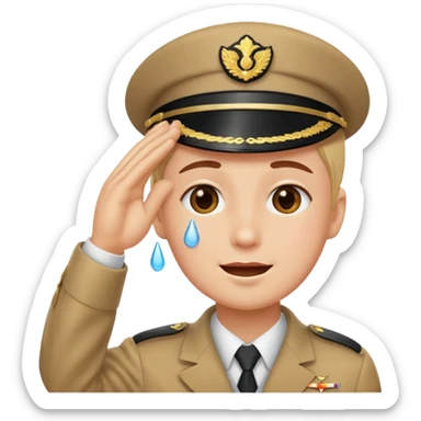 mix the cry emoji and the salute emoji sticker