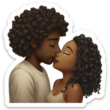 Me kissing my brown skin girlfriend with dark curly hair. I am black and have a septum piercing, and blonde locs. She has a septum piercing aswell. sticker