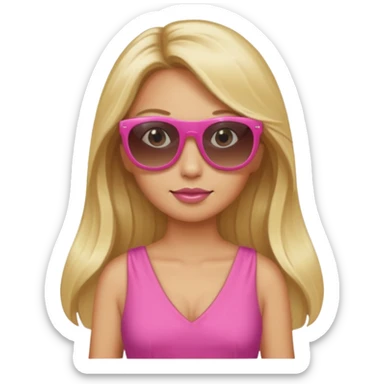 dior women with long blonde hair, pink dress, wear sun glasses sticker