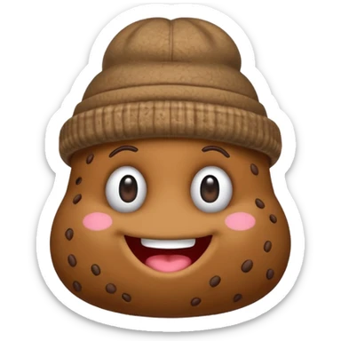 cute poop with a funky cap, looking cool sticker