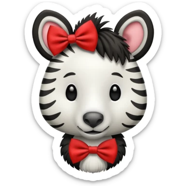 Zebra with a red bow tie sticker
