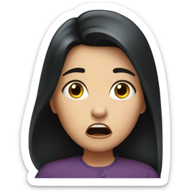 Girl scared dark hair sticker