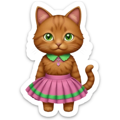 Brown cat wearing a skirt sticker