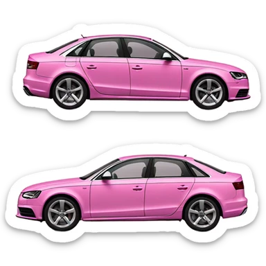 Audi A4. Fully pink on the right side, fully black on the left side. Spilt down the centre of the car sticker