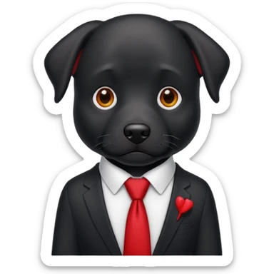 black dog with red tie,white shirt sticker