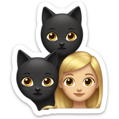gold hair two sisters with one black cat sticker