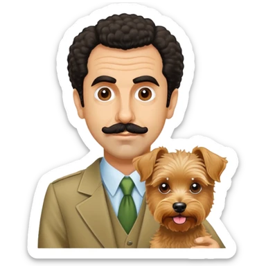 Borat with a yorkiepoo sticker