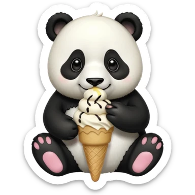 Panda eating ice cream sticker