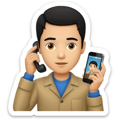 ligh skin black hair man calling with her phone sticker