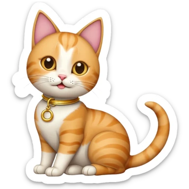 Cat with crescent-shaped collar, playful pose. sticker