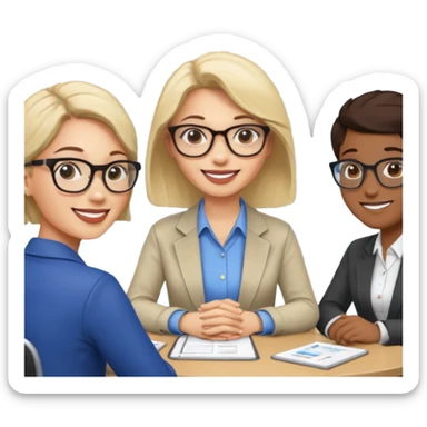 a woman developer in a meeting with others developers sticker