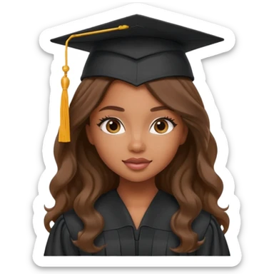 a pretty bratz brown girl with long wavy hair graduating sticker
