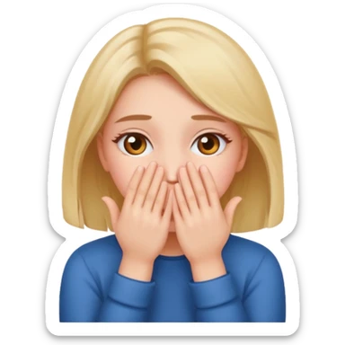 fille qui rougis et se cache la tête avec ses mains sticker