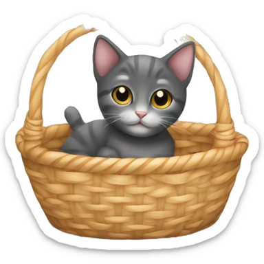 Kitten curled up in a basket sticker