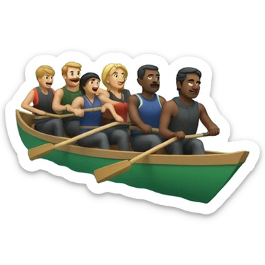 8 people rowing boat  sticker