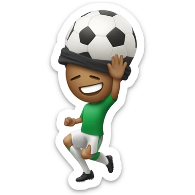 Blindfolded person catching a soccer ball sticker