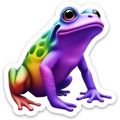 rainbow frog riding a purple dinosaur sticker