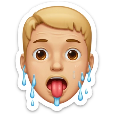 Guy drooling saliva sticker