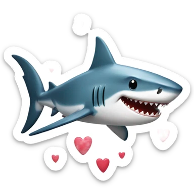 shark with hearts sticker