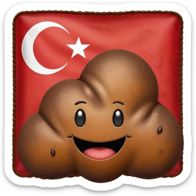 turkish flag with poop emoji instad of a star sticker