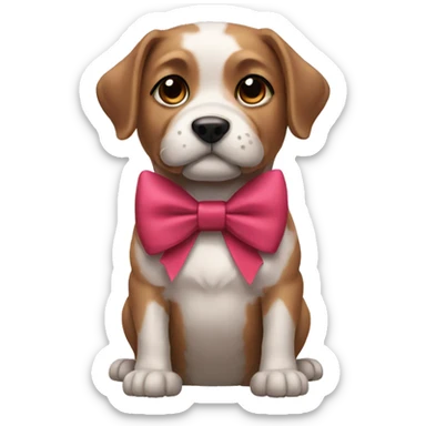 dog wearing bow sticker