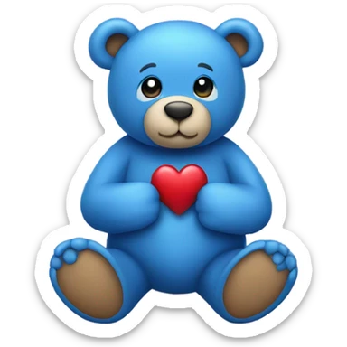 Blue teddy bear with heart  sticker