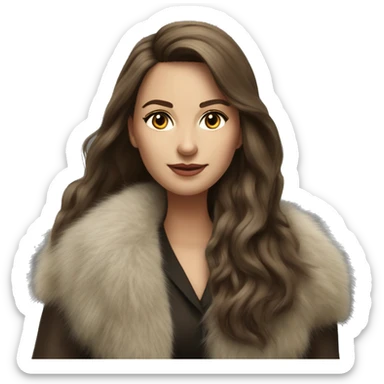 Beautiful realistic long hair light brunette mob wife with fur coat sticker