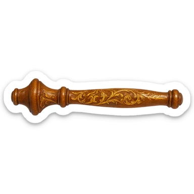 Remove the head of the gavel, leaving only the luxurious carved handle. Keep the background transparent. sticker