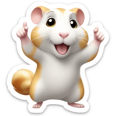 hamster runs and shows a thumb up sticker