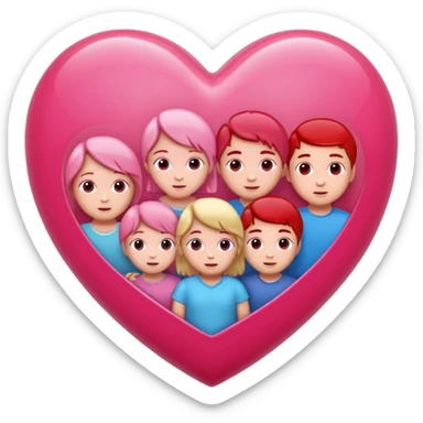 big heart with several small child figures inside sticker