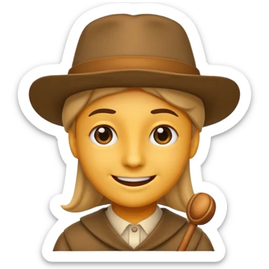Emoji avec un chapeau de poète sticker